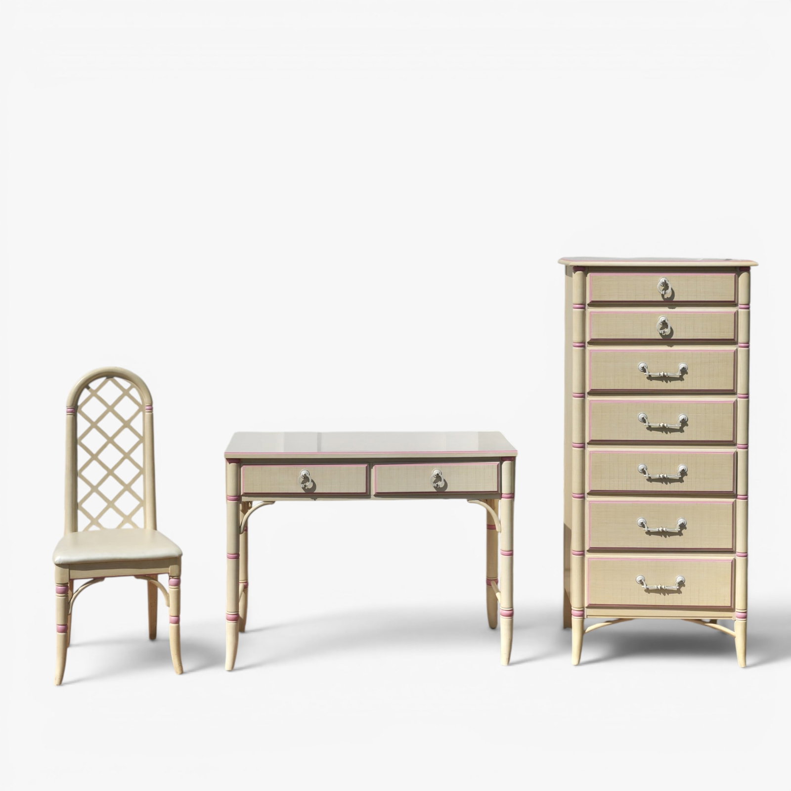 Vintage Thomasville Faux Bamboo Desk and Chest of Drawers, Circa 1969 (1 of 6)