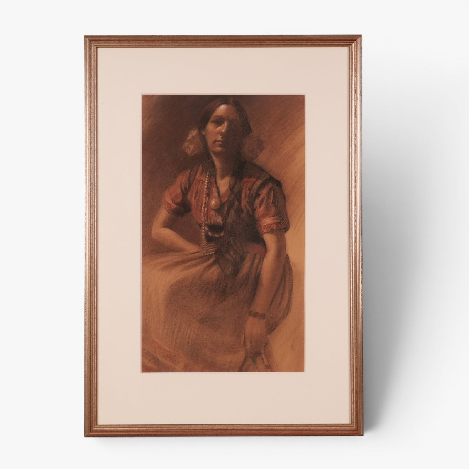 Pastel of a Woman with Pearl Necklace (1 of 2)