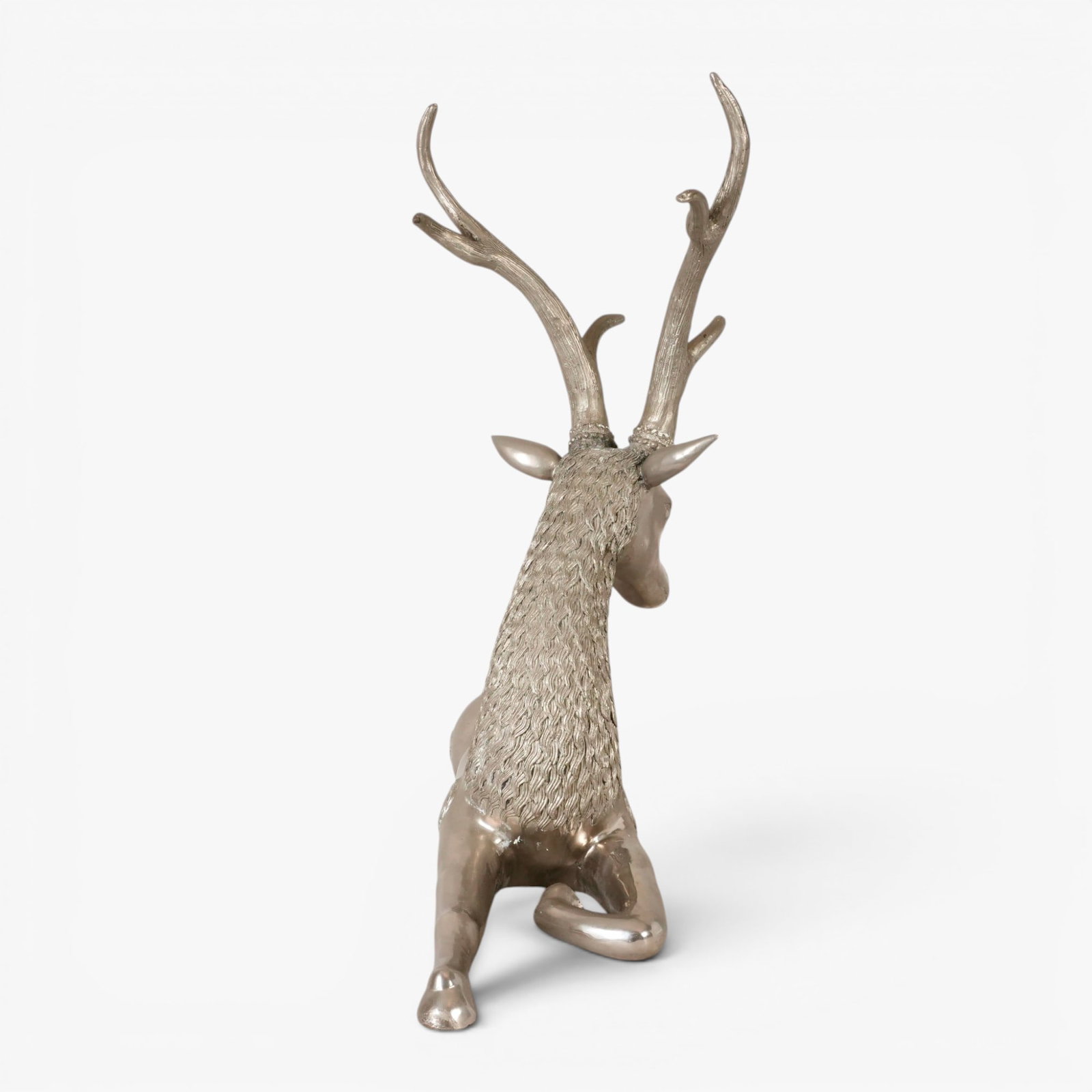 A Large Indian Silvered Brass Deer - 4