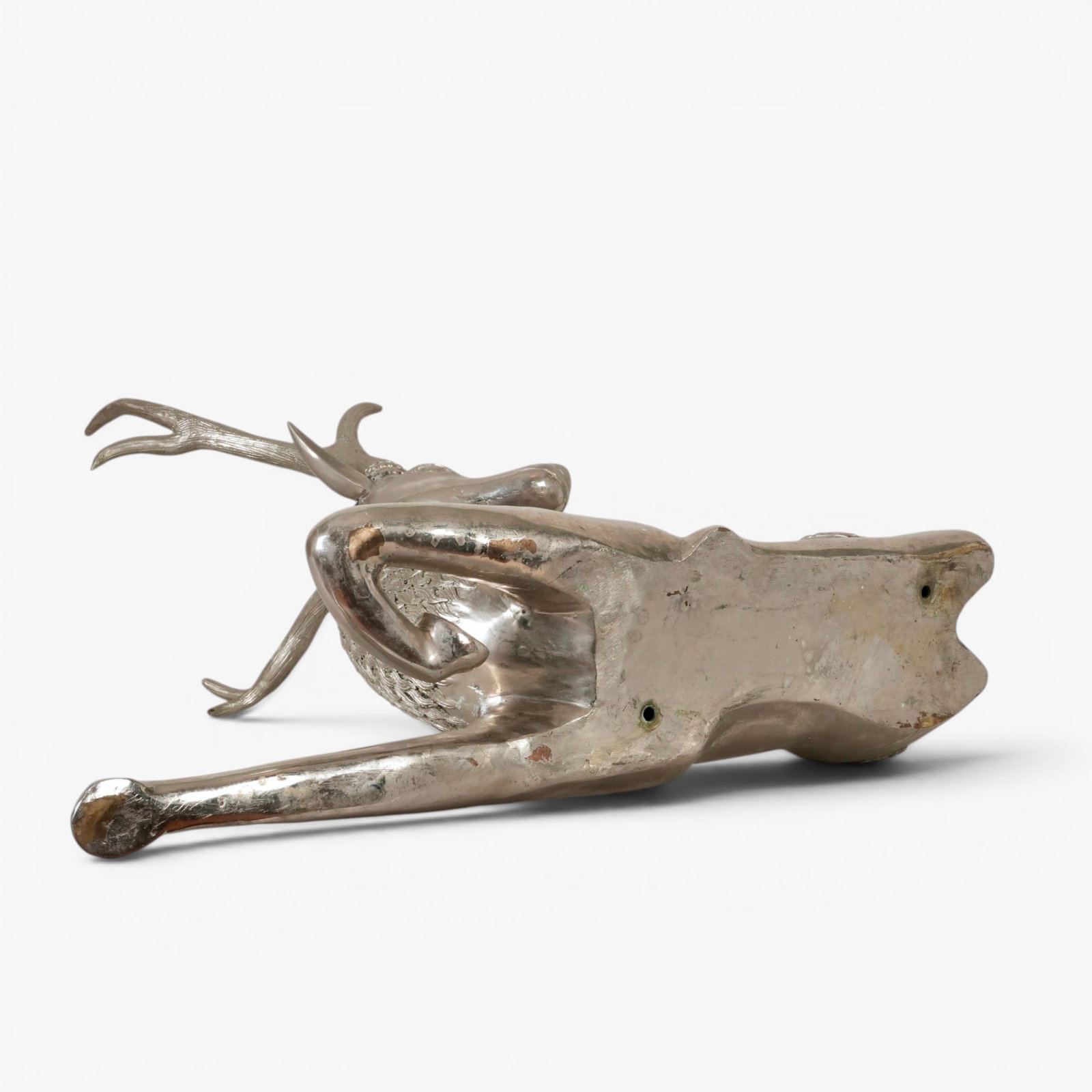 A Large Indian Silvered Brass Deer - 5