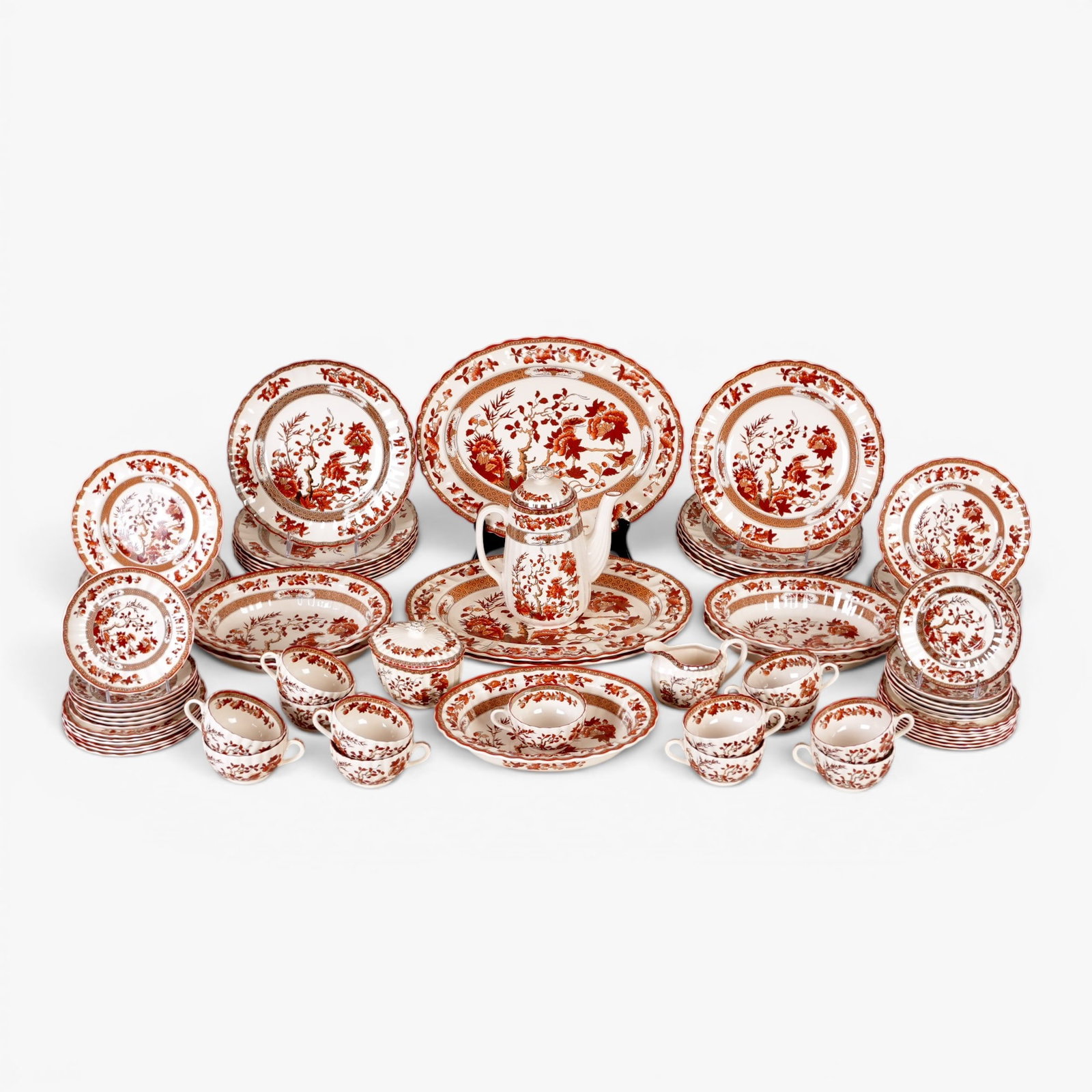 Spode Seventy-Three Piece Indian Tree Orange Rust Partial Dinner Set (1 of 5)