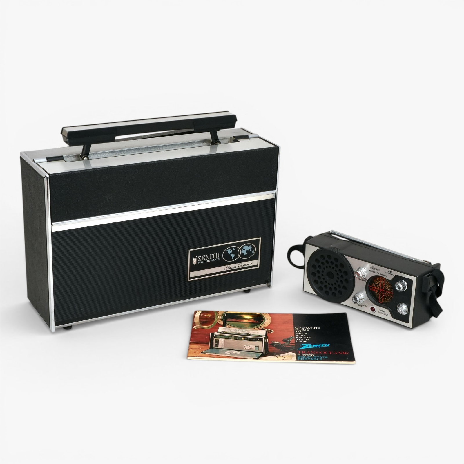 Zenith Trans-Oceanic Royal D7000Y radio and Caprice 40 Channel AM/CB/FM Receiver: Includes original Zenith operators guide book The collection of Frank and Irene Giuffrida, owners of the famous Hilltop Steakhouse, Saugus, MA