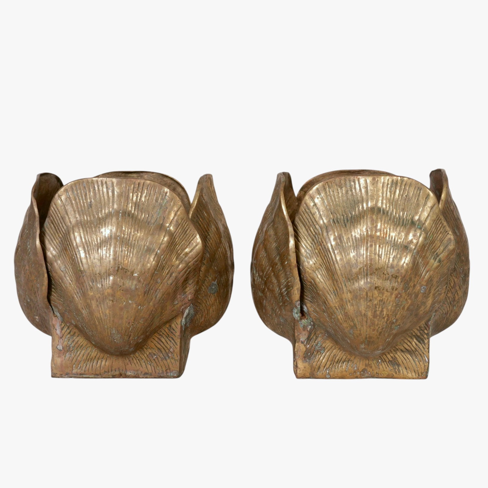 Two Brass Shell Form Planters and a Vase - 2