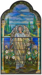 RARE LARGE TIFFANY STUDIOS STAINED GLASS WINDOW