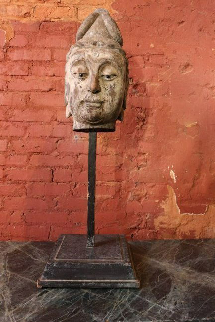 MONUMENTAL MING OR EARLIER BUDDHA HEAD (1 of 4)