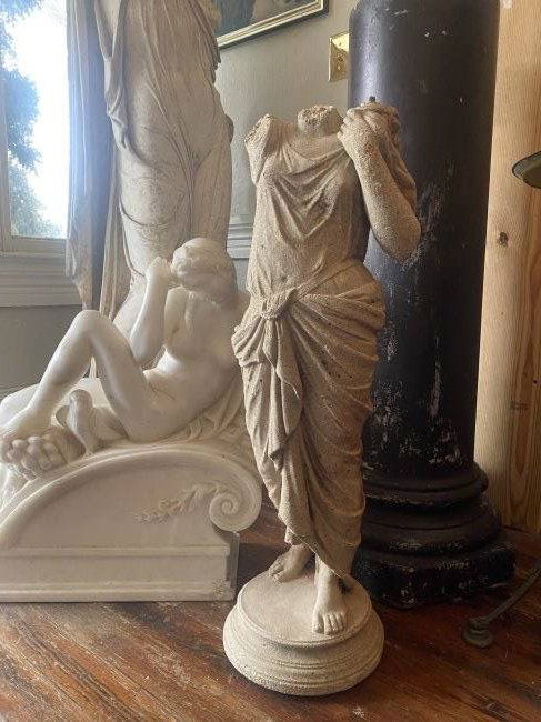 ANTIQUE ROMAN STONE FIGURW NEOCLASSICAL SCULPTURE (1 of 4)