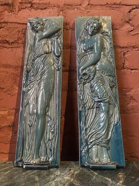 Beautiful antique pair of art nouveau plaques (1 of 5)