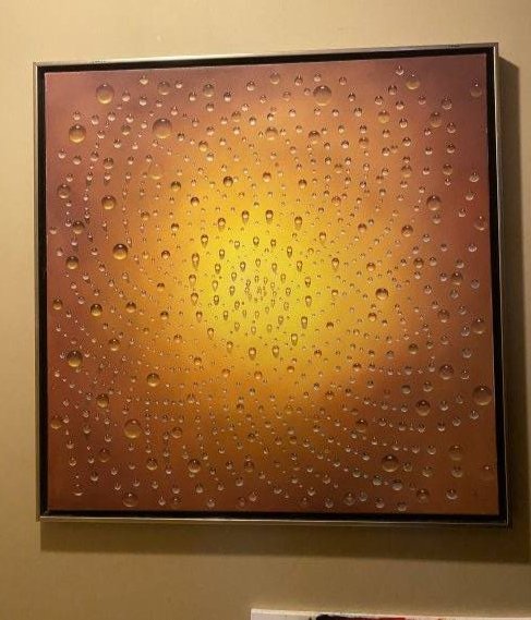 FANTASTIC MID CENTURY MODERN MODERNEST PAINTING: Amazing mid century modern psychedelic painting from fine NY estate. Signed. Some ware and scuffs. Ware to frame associated with its age.