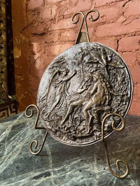 Beautiful antique Bronze plaque Garden of Eden (1 of 3)