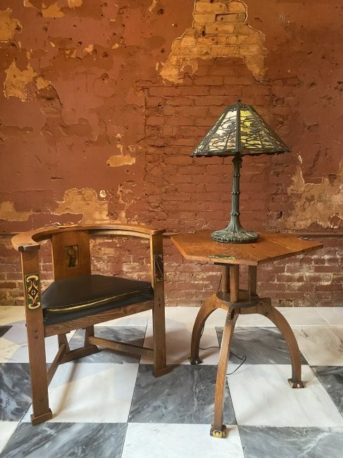 Very Rare California or Santa Fe Arts and Crafts American Indian Table&Chair Gustav Stickley era (1 of 10)