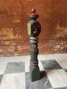 African American Folk Art Americana Hitching Post Sculpture: Incredible rare and whimsical African-American folk art sculpture dating to the last quarter of the 19th century or early 20th century. This incredible folk art sculpture embodies the great imaginatio