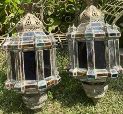 Pair of amazing art deco islamic Moorish hanging chandeliers (1 of 2)