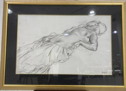 Large antique Degas Lithograph: Fine antique large Degas Lithograph framed in a well framed modern mounting.