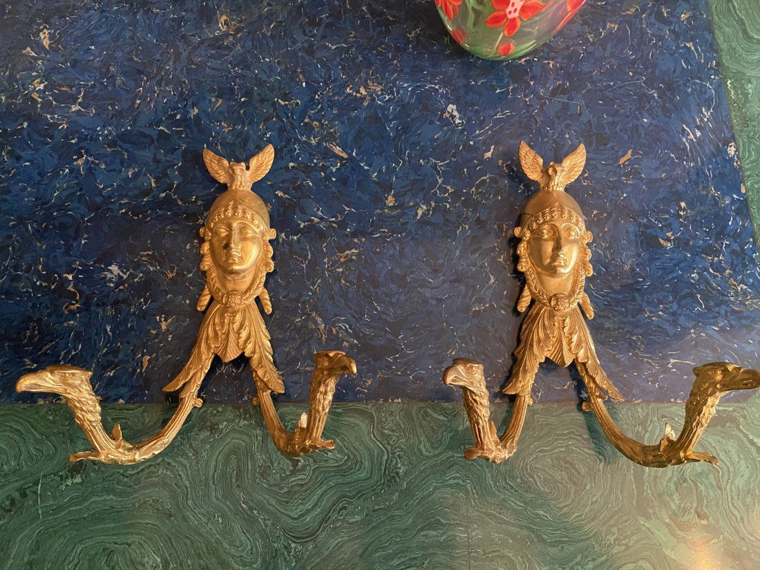 Pair of French Empire Gilt Bronze curtain tiebacks (1 of 1)