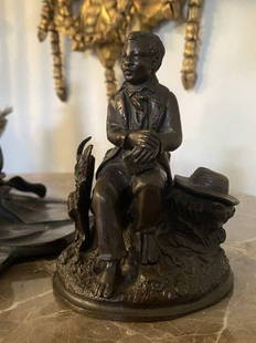 Rare African American Bronze inkwell Uncle Toms Cabin 19th century: Rare 19th century african-American bronze inkwell depicting a scene from uncle Tom’s cabinA rare figure from the abolitionist era. 1860’s-80’s