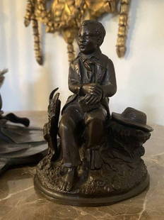 Rare African American Bronze inkwell Uncle Toms Cabin 19th century: Rare 19th century african-American bronze inkwell depicting a scene from uncle Tomâ€™s cabinA rare figure from the abolitionist era. 1860â€™s-80â€™s