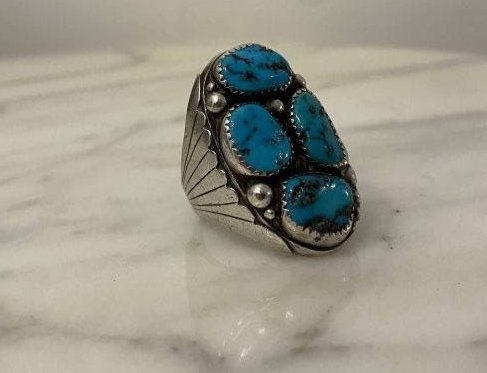 signed Art Deco period Navajo sterling silver ring (1 of 5)