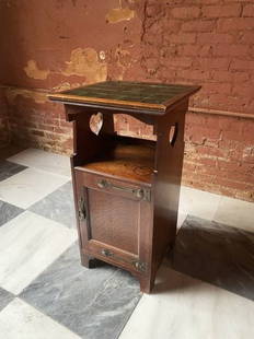 Arts and CRAFTS PERIOD LIQUOR CABINET Stickley era Liberty and Co.?: Beautiful Arts and crafts period liquor cabinet with tile inset top.Possibly liberty and company