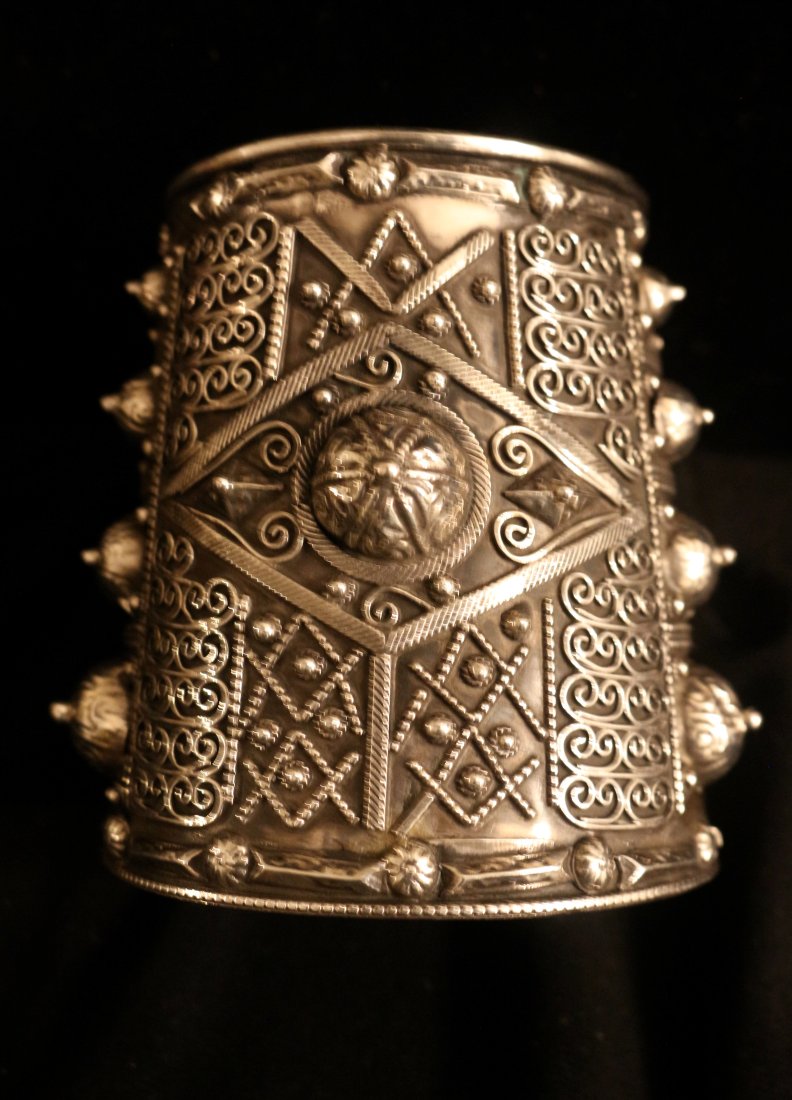 Antique tribal silver cuff bracelet (1 of 3)