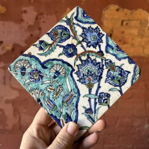 18th century or earlier Islamic Iznik pottery tile (1 of 4)