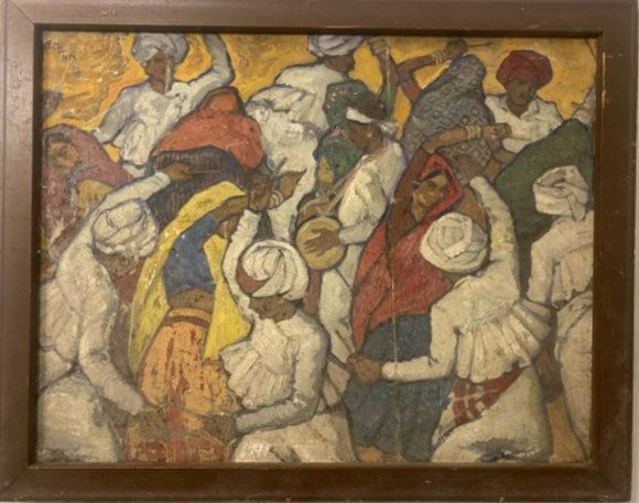 Important Hindu Indian painting by Madhav Satwalekar (1 of 10)