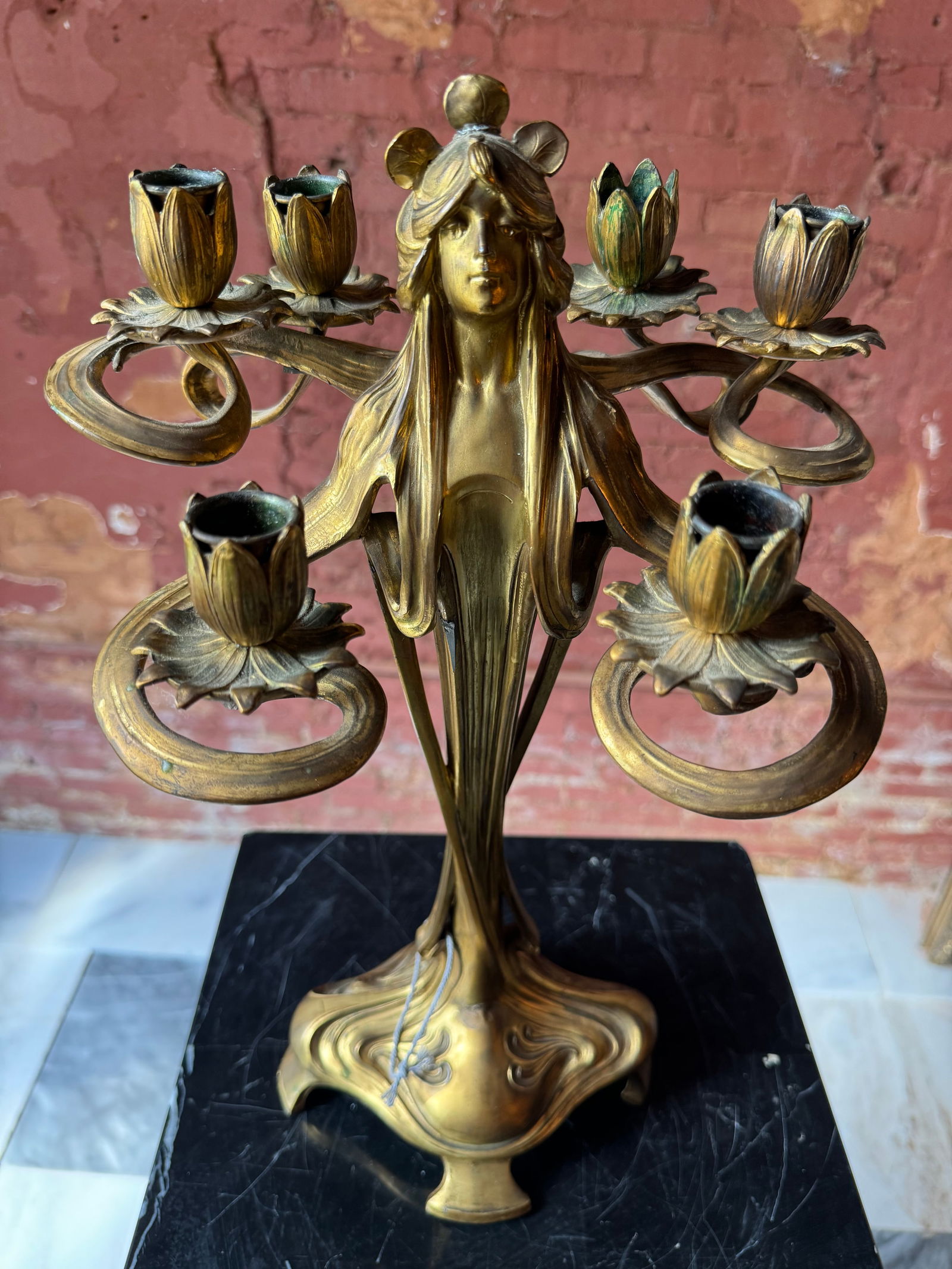 Art nouveau period Gilt candelabra (1 of 8)