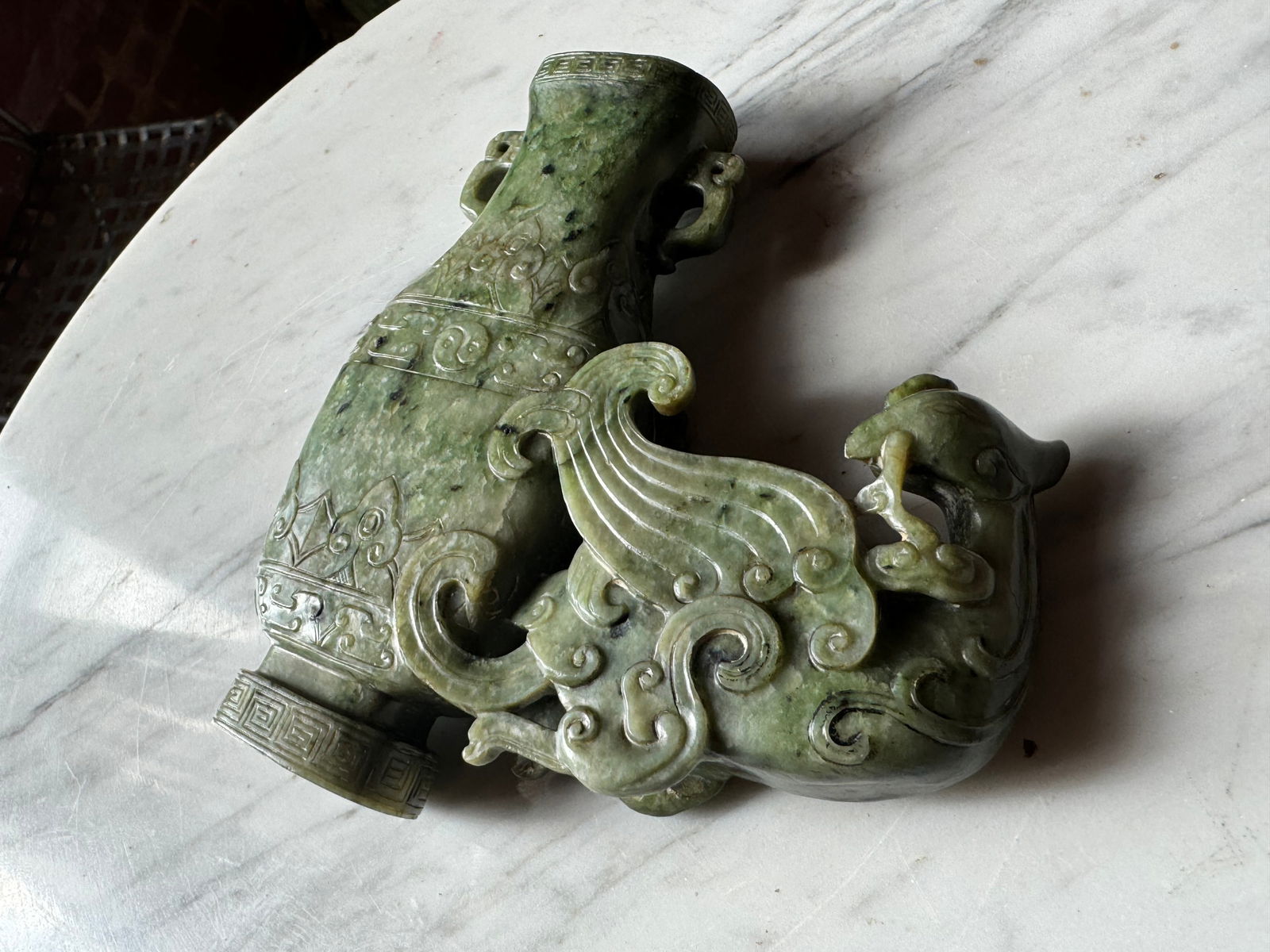 RARE QING DYNASTY Spinach jade vessel LIKELY 18TH CENTURY (1 of 7)