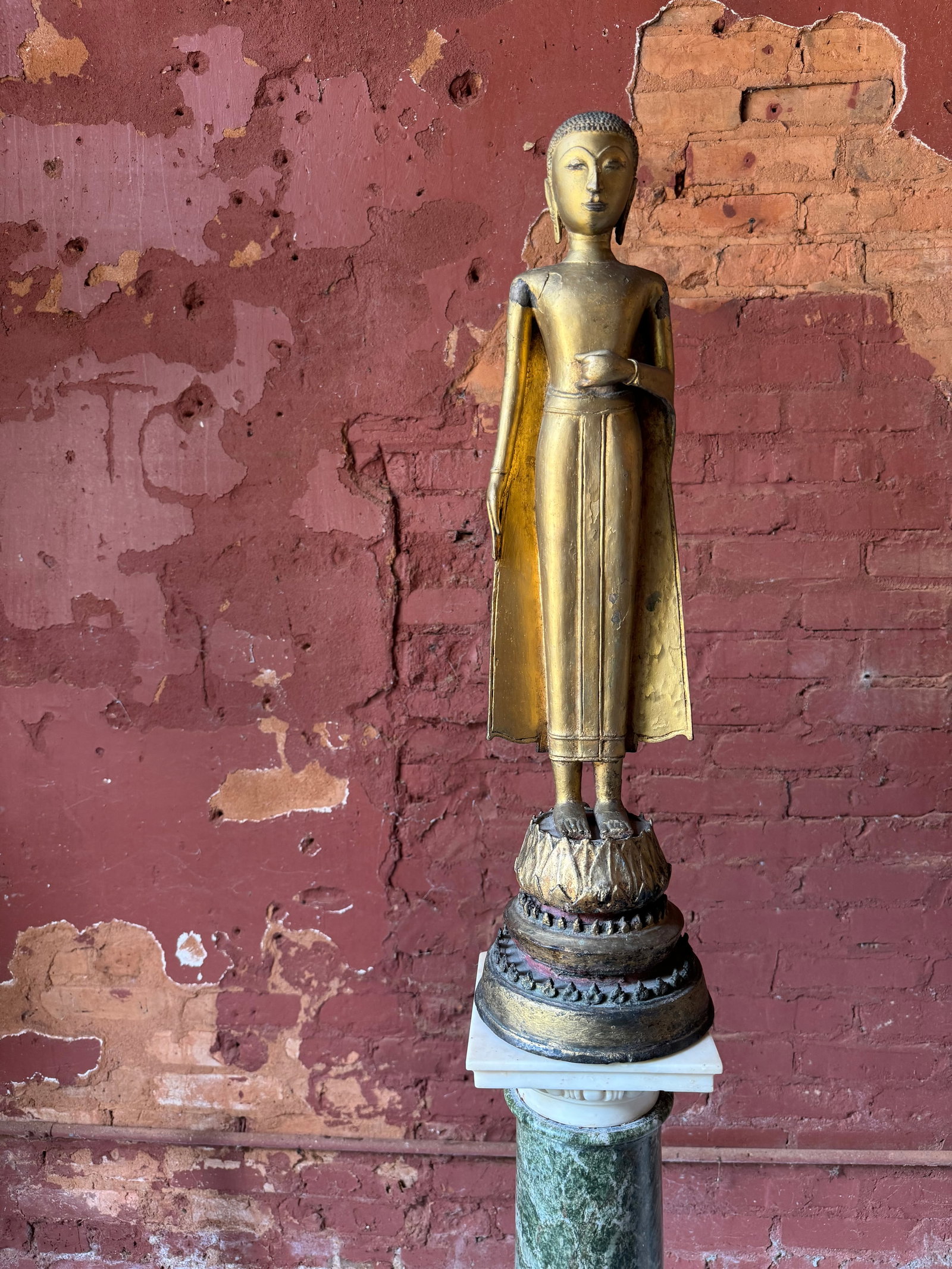 Large early Thailand Gilt Bronze standing figure 18th century? Qing dynasty (1 of 5)