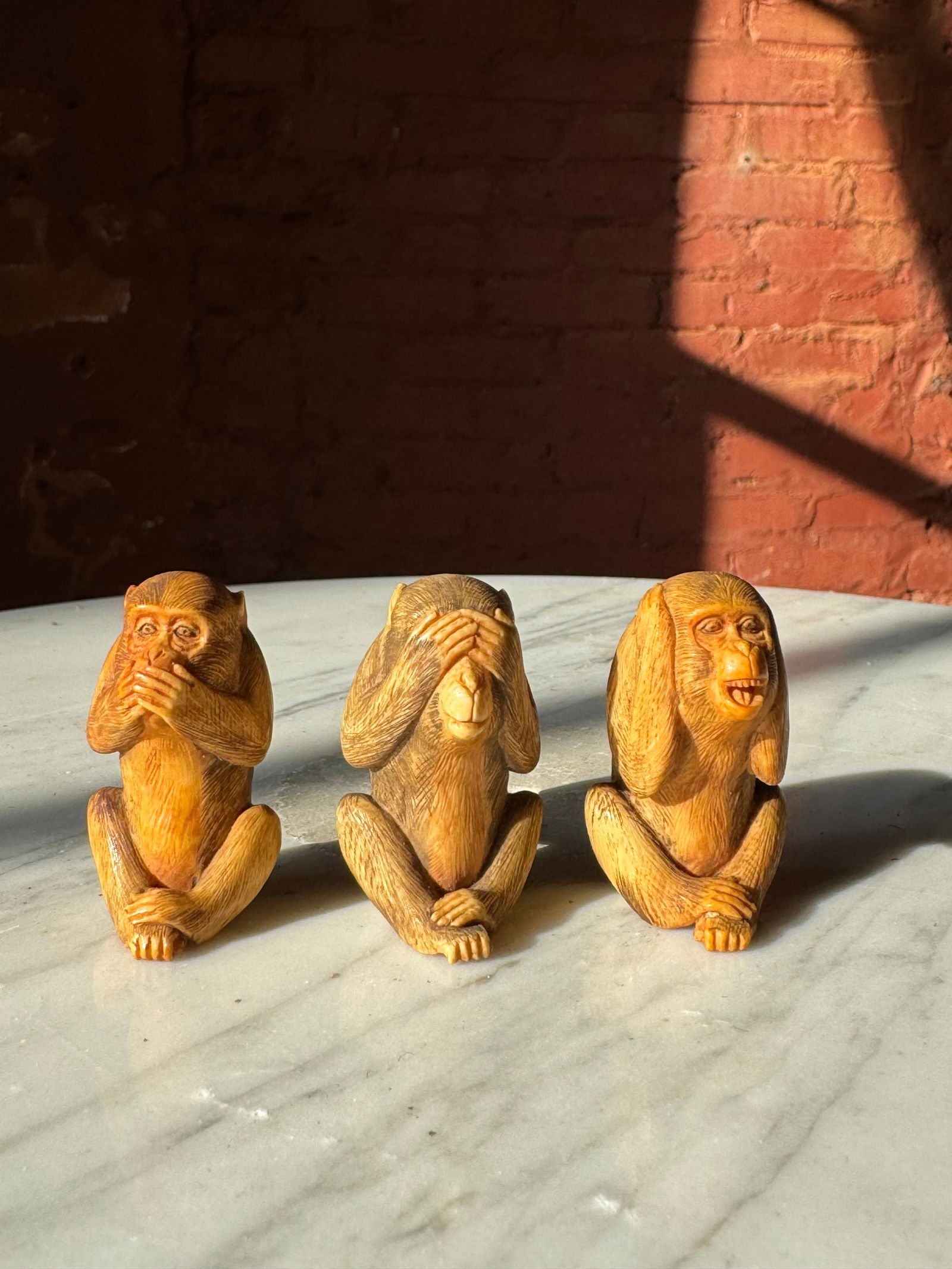 Antique Japanese Meiji period carved netsuke monkeys (1 of 4)