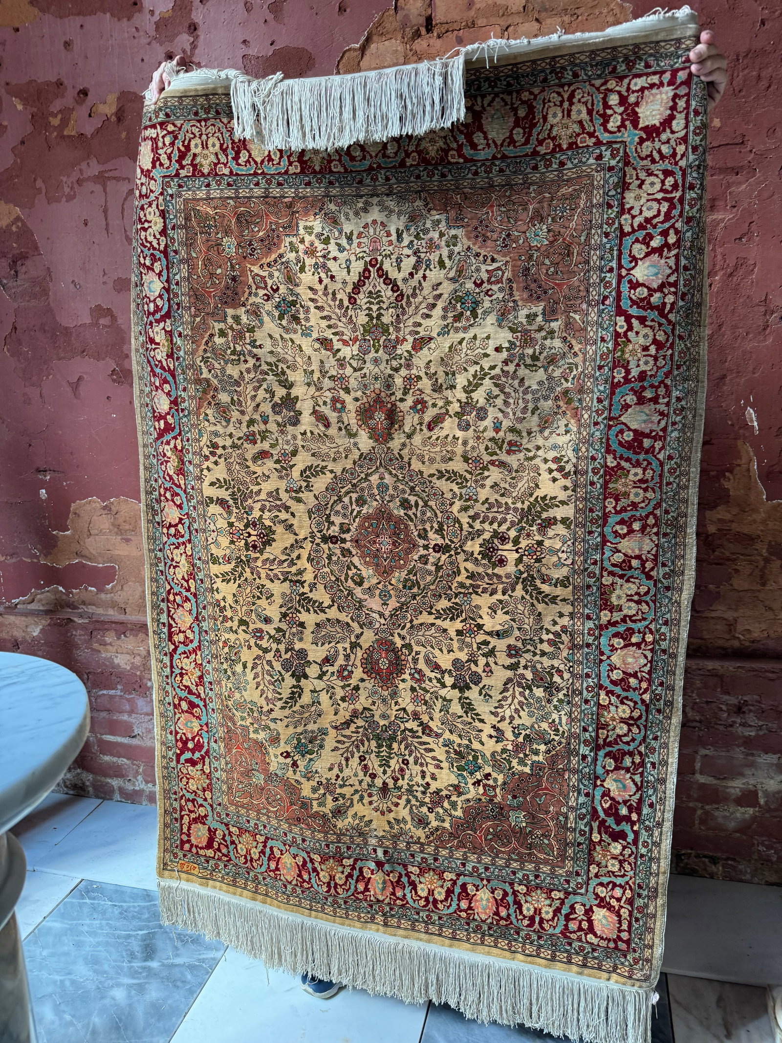 Very Fine Antique Silk Rug possibly 19th century Hereke Rug (1 of 5)