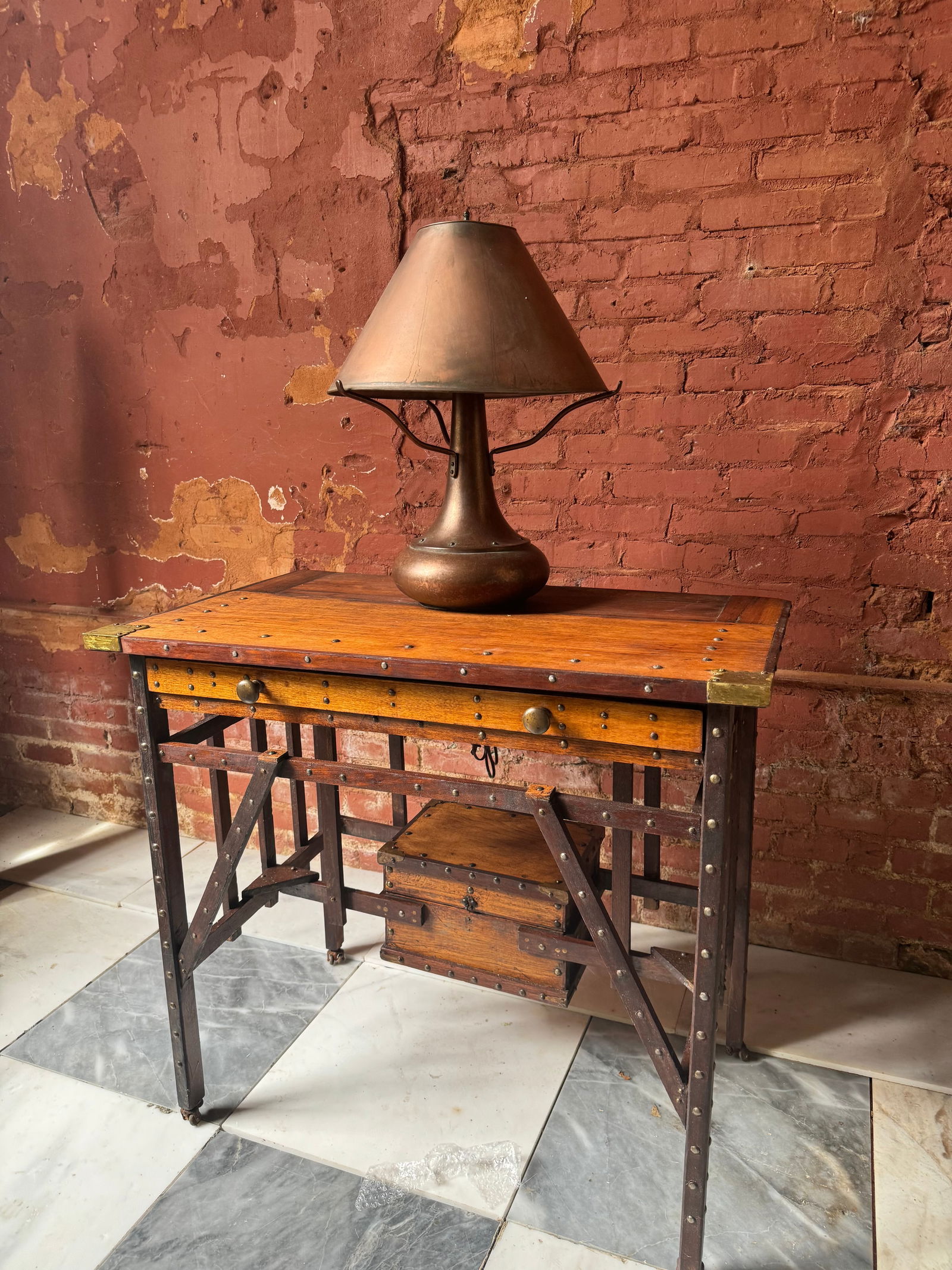 Amazing Arts and Crafts copper table lamp (1 of 5)
