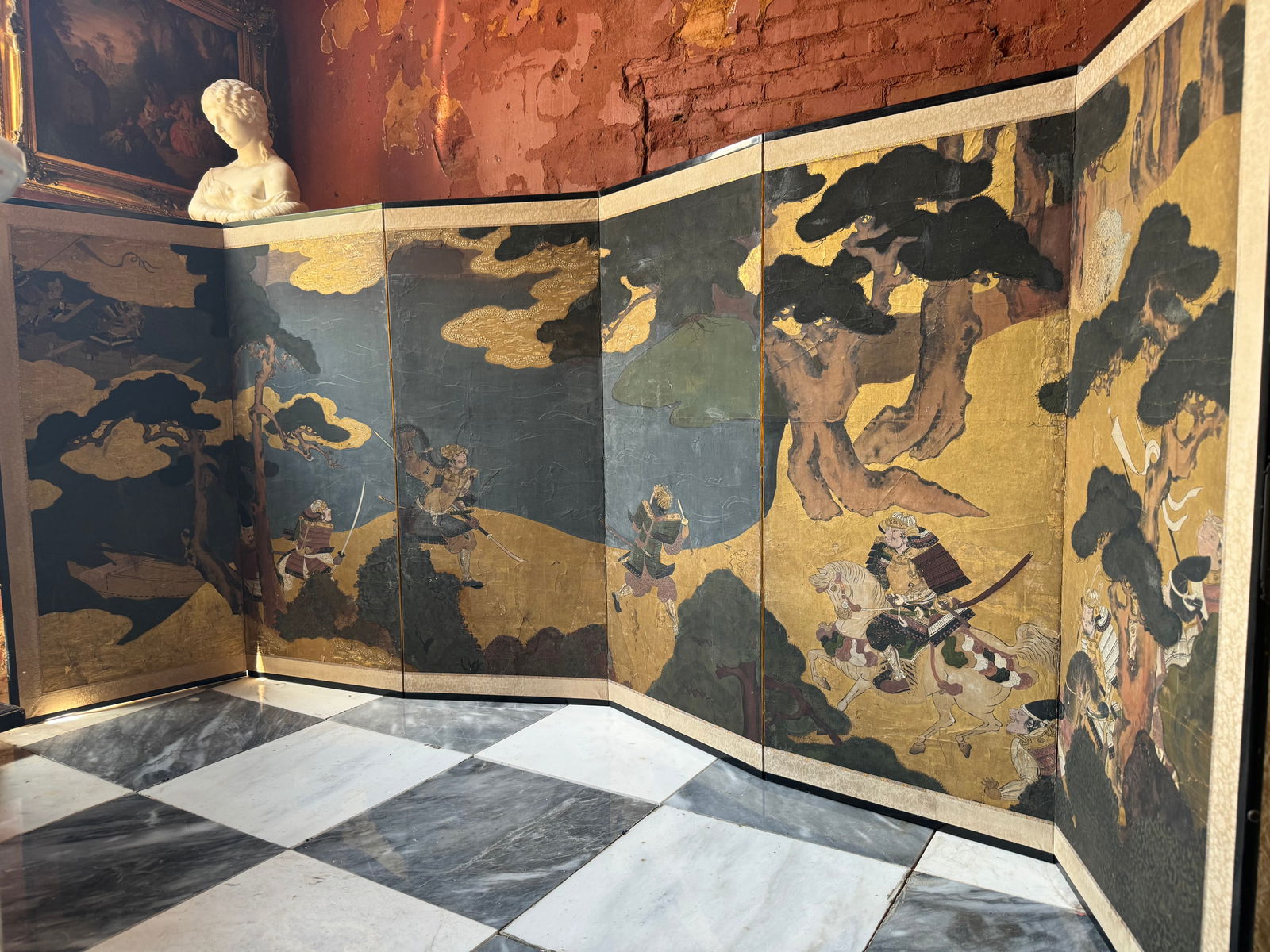 Rare Edo Period Japanese Samurai Screen 6 panel (1 of 6)