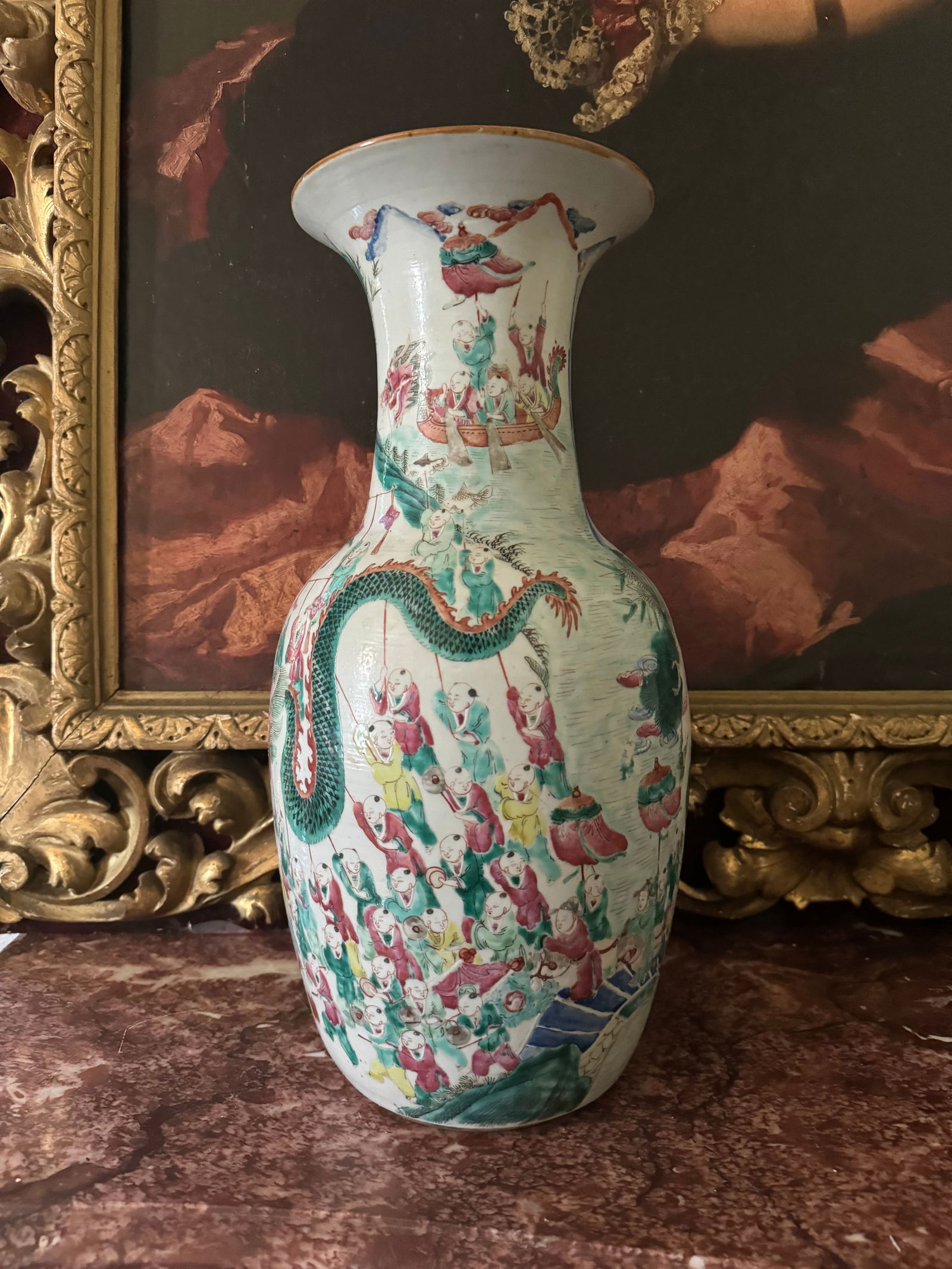 Fine Large Qing Dynasty 100 boys porcelain vase (1 of 3)