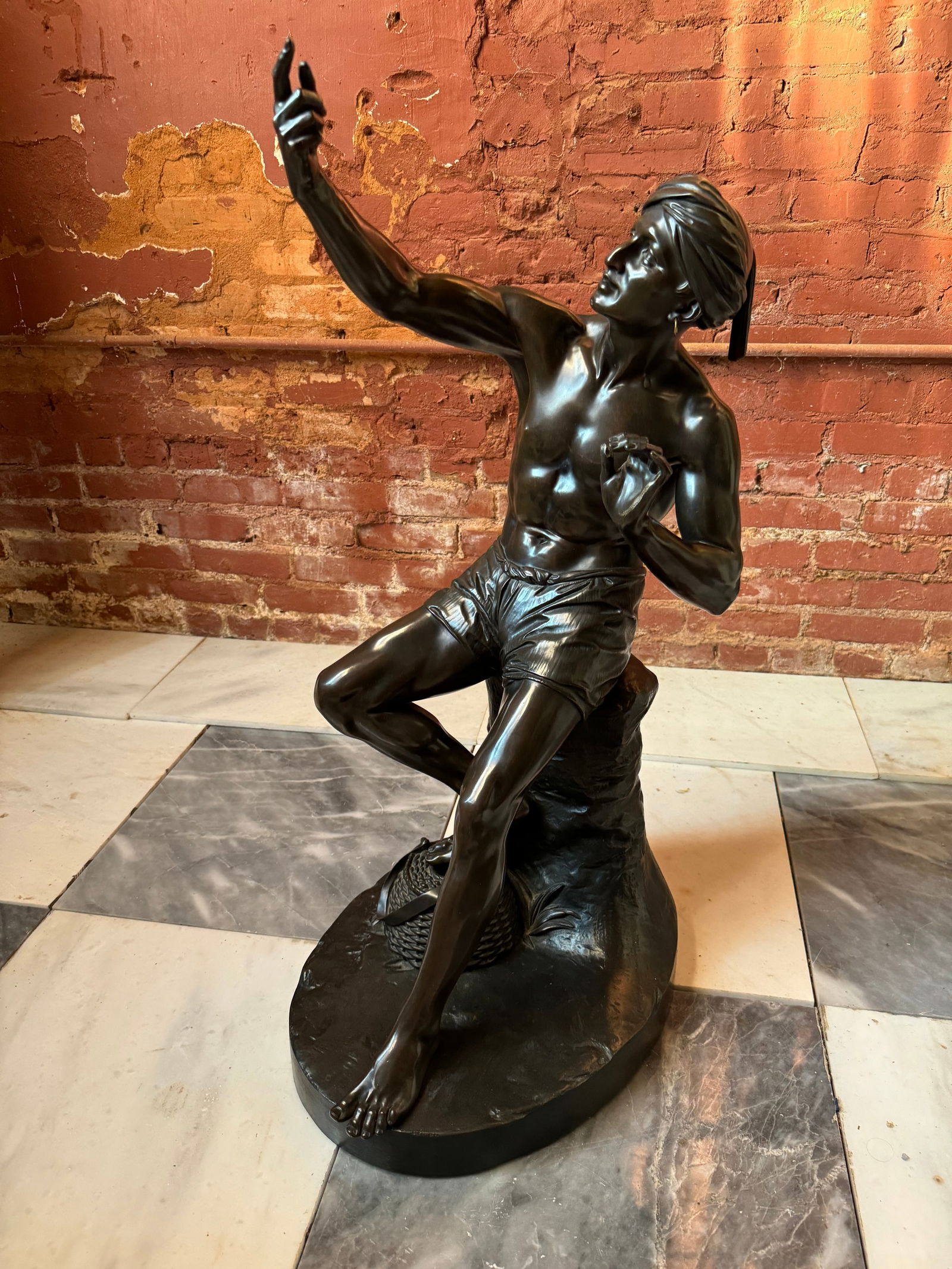 Large Antique Indian Orientalist Bronze by Sir Thomas Brock (British, 1847-1922) - SNAKE (1 of 8)