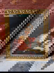 Large Old Master Italian painting: Monumental scale fine antique old master painting. Likely dating from the 18th century. Presented in a fine antique gilt wood carved frame. Estate fresh