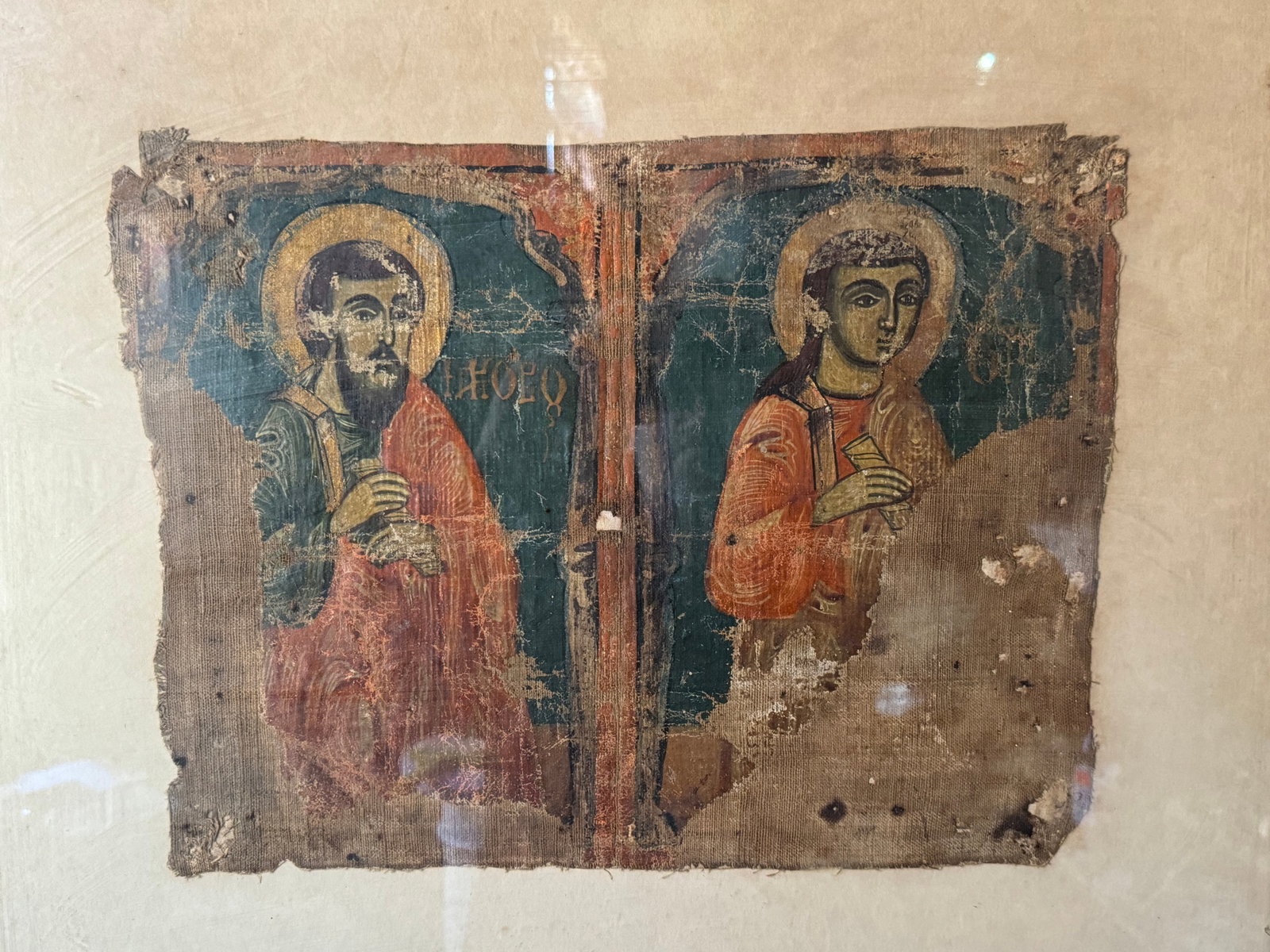 Amazing Byzantine icon painting antiquity: Rare likely byzantine period Icon painting. Perhaps an early bookbinding. From a fine southern collection.