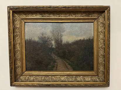 Antique French Impressionist painting: Antique French? Impressionist painting. Circa 1890’s-1910’s signed lower left, but we cannot make it out. From a fine New York City estate.
