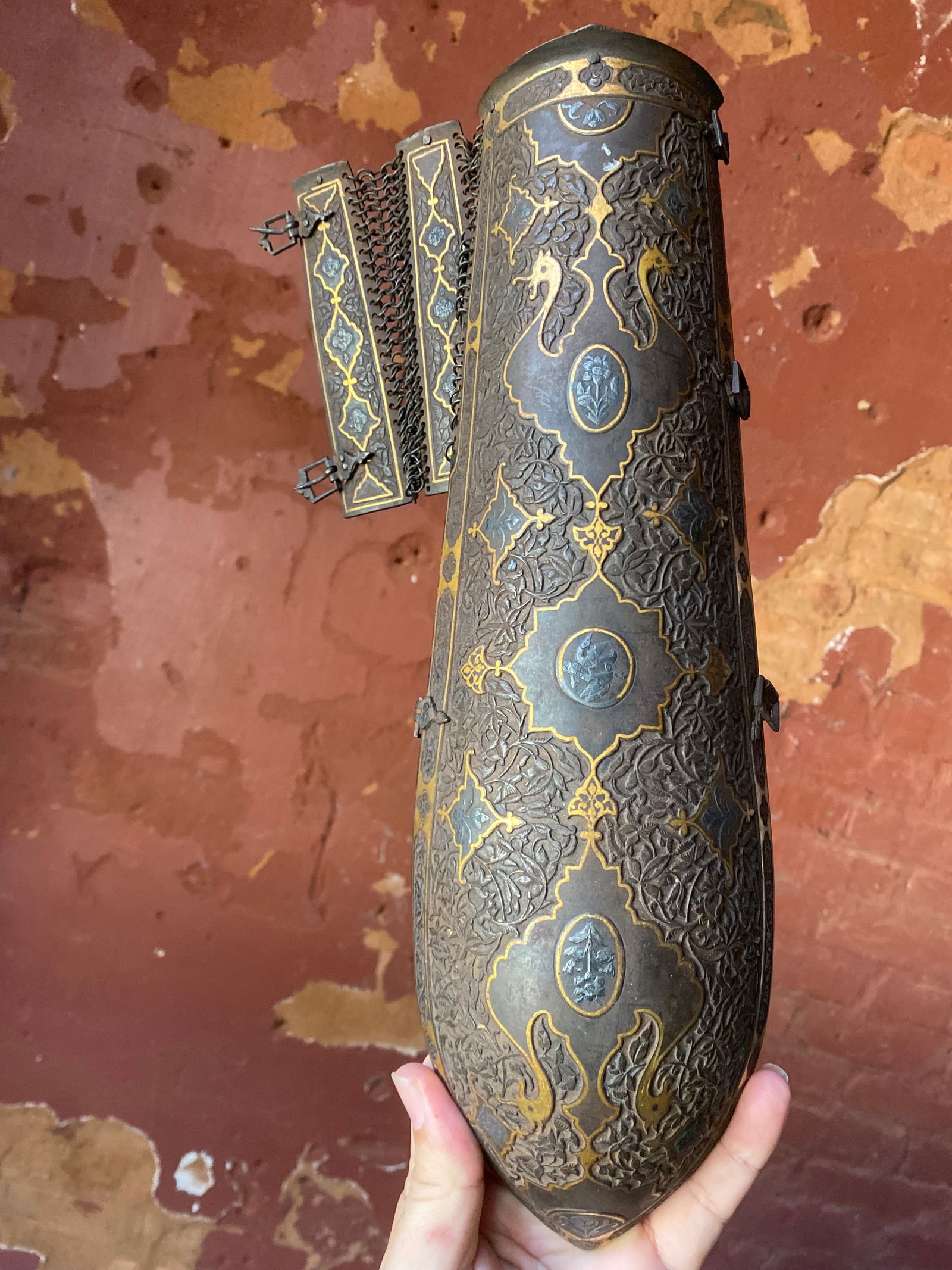 Islamic Persian or ottoman gold and silver inlaid  metalwork (1 of 4)