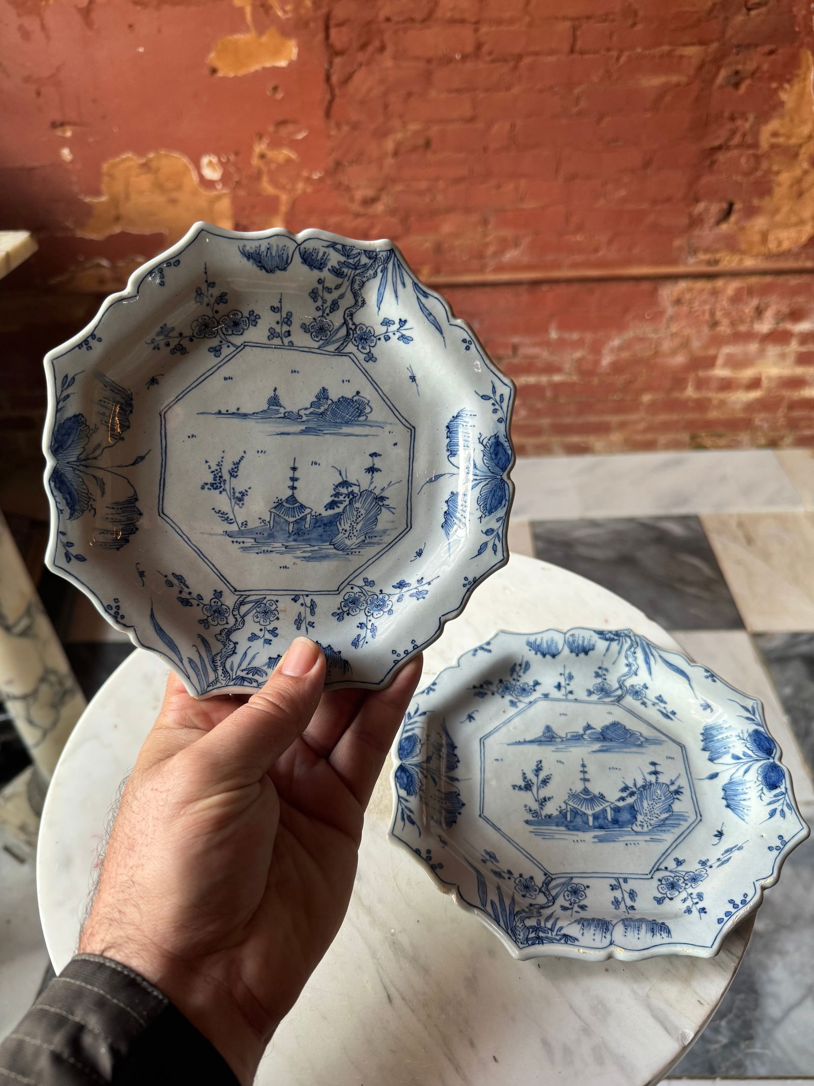 Pair of 18th century Delft plates (1 of 4)