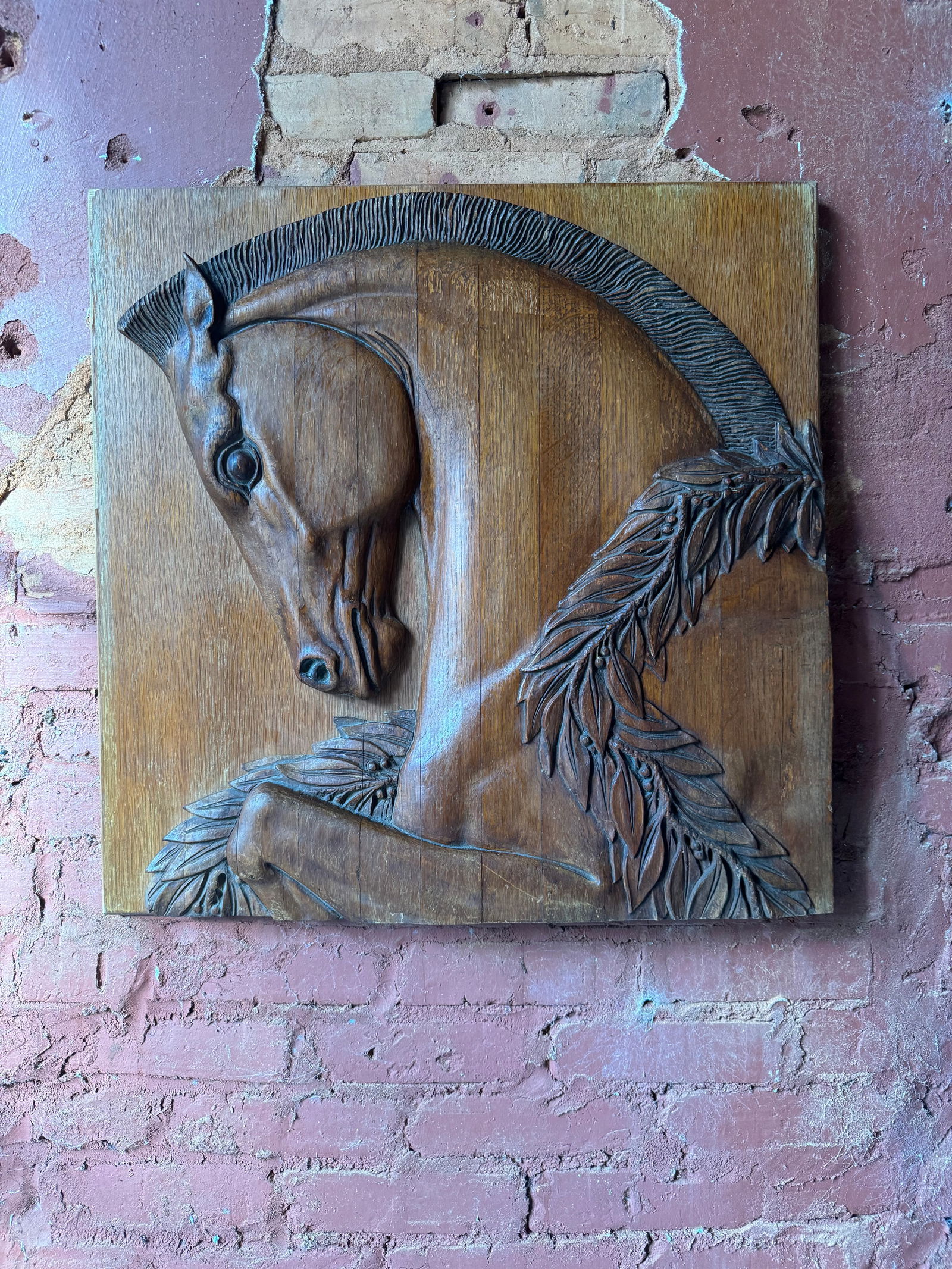 Art Deco Hand Carved Horse relief sculpture 1920’s (1 of 5)