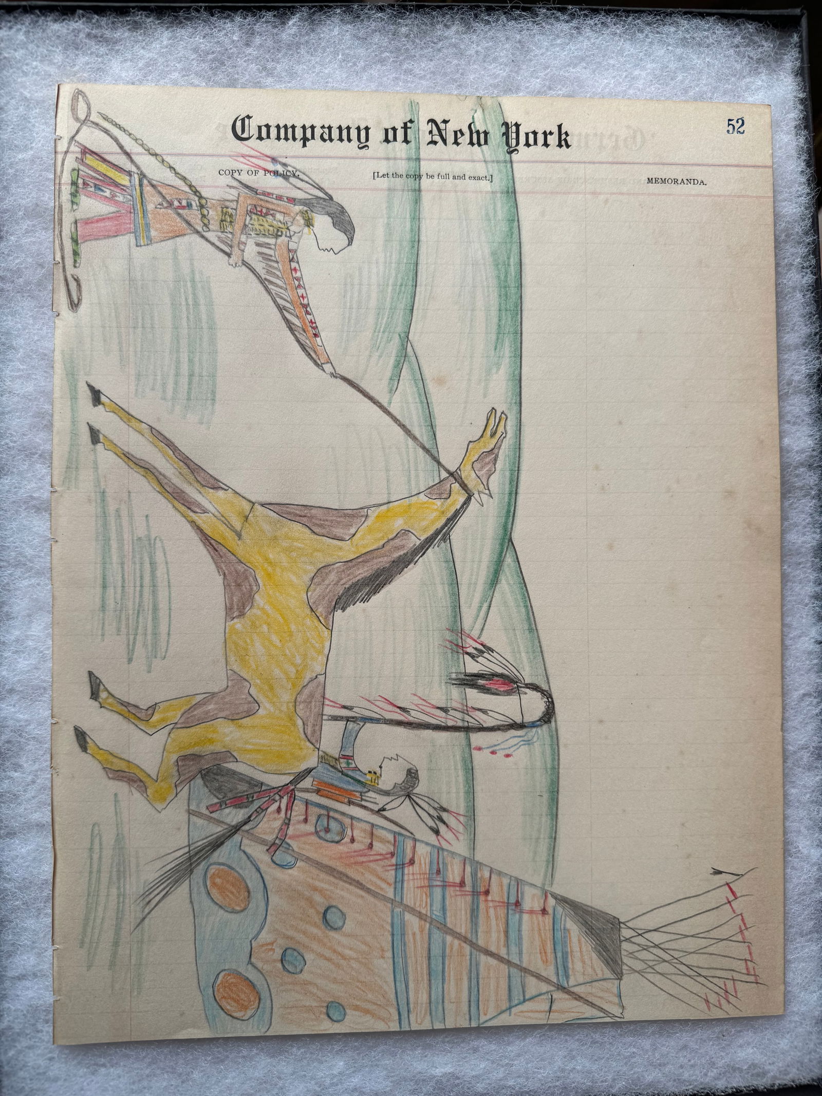 American Indian Circa 1890-1940's Sioux Ledger Drawing (1 of 4)