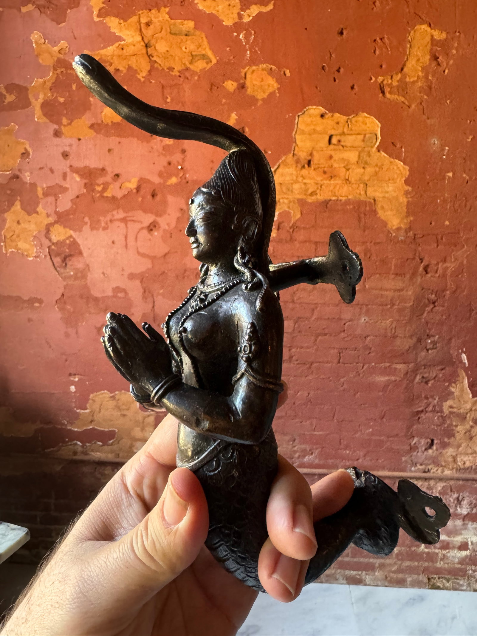 Pala period Southeast Asian bronze Hindu figure: Possible chola or Pala period Indian bronze figure. From a prominent New York City estate.