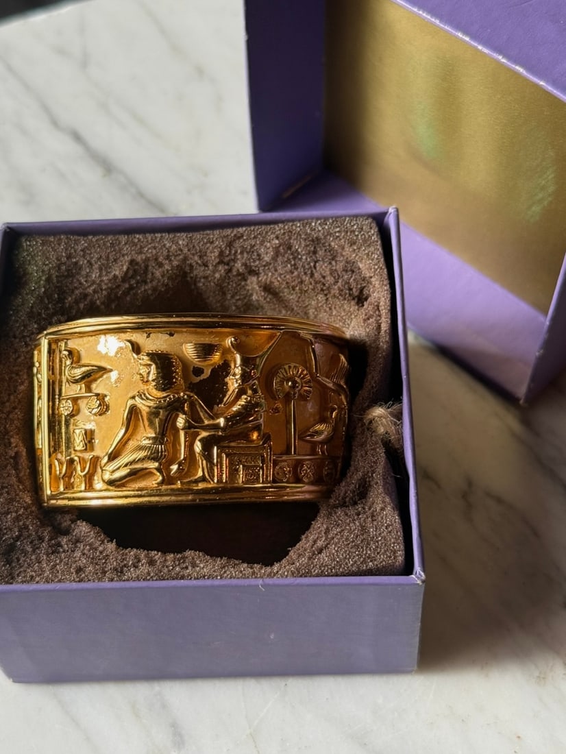 Mid Century Modern Egyptian revival cuff bracelet by Elizabeth Taylor for Avon (1 of 3)