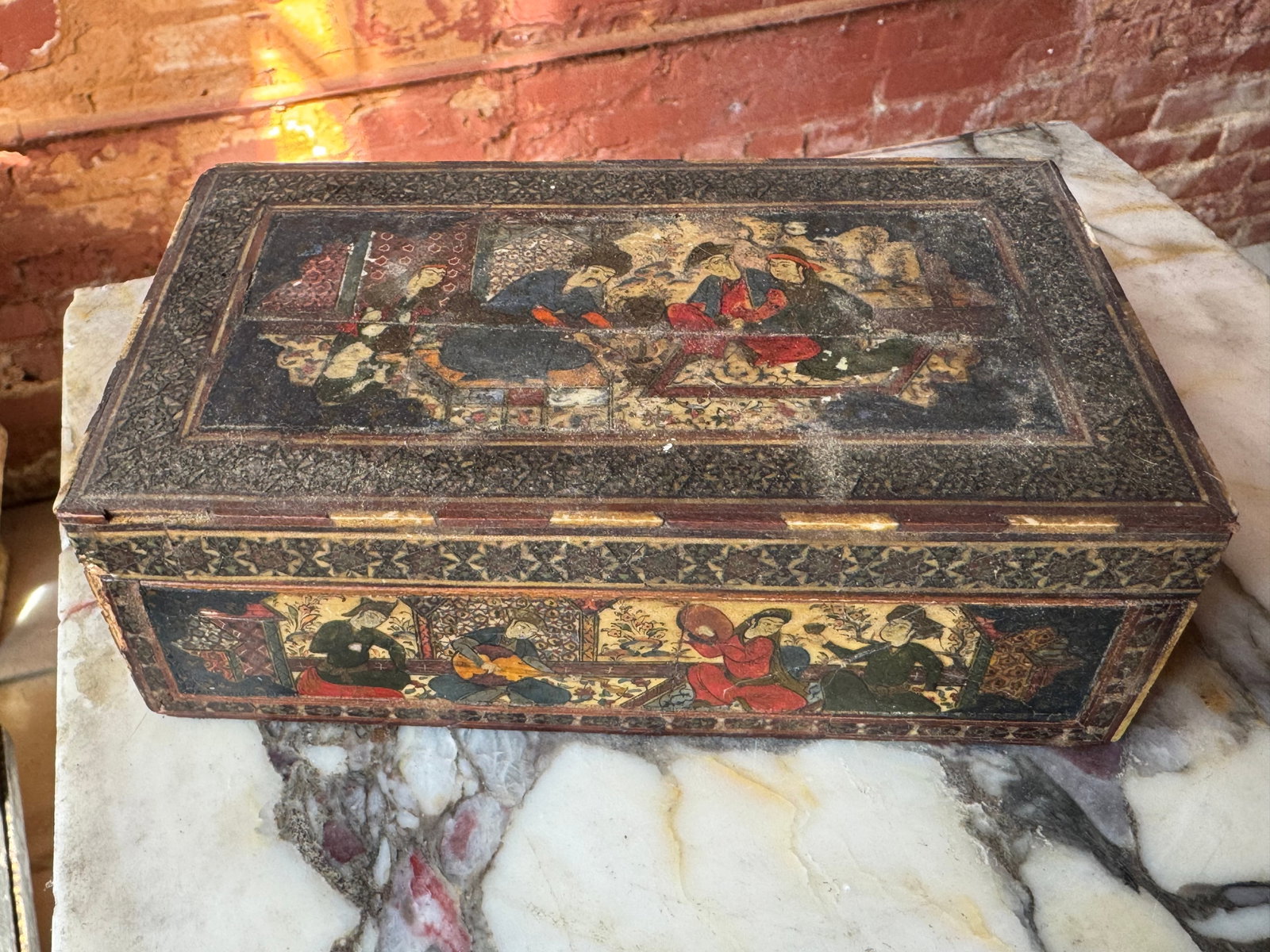 Islamic Persian 18th/19th century painted box Safavid: Persian 18th- 19th century painted box.