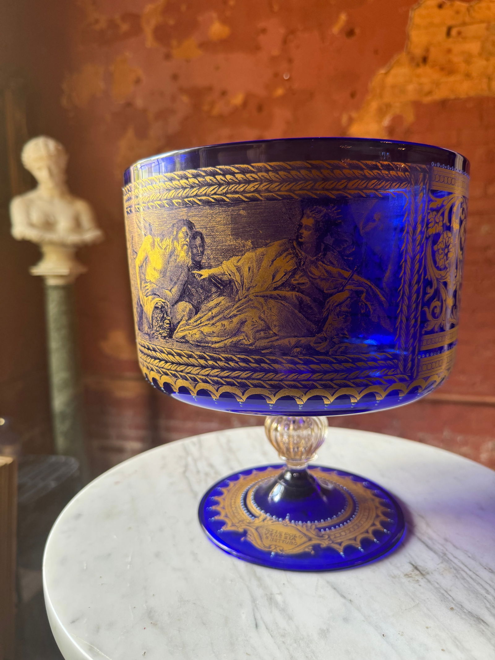 19th century Neoclassical Venetian Glass centerpiece Old Master painting After Titian (1 of 5)