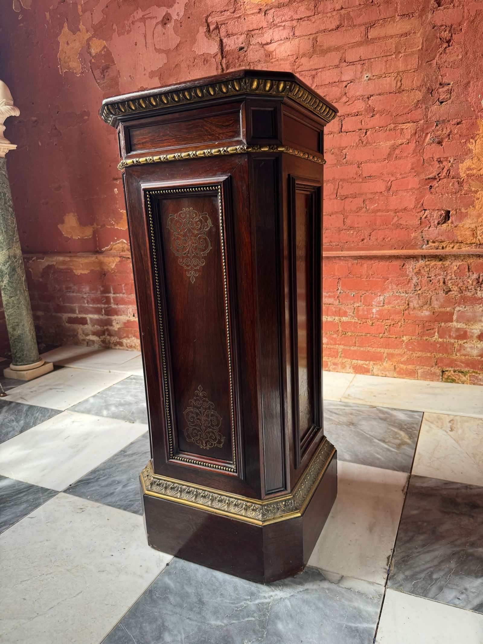 Herter Brothers victorian Rosewood pedestal Inlaid (1 of 3)