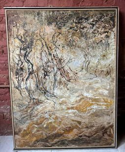 Usha Bhalla Painting Indian Mid Century Modern: A beautiful early work by Usha Bhalla. Dated 1969. From a private collection. Never before offered.
