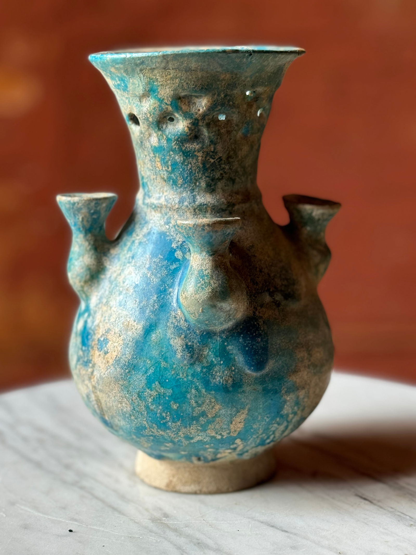 Early Islamic Kashan Lusterware Vase: Early likely Kashan Lusterware 12th century vase. From the prominent collection of the Chairman and CEO at Gulf Associates Inc, Hormoz Sabet. NYC