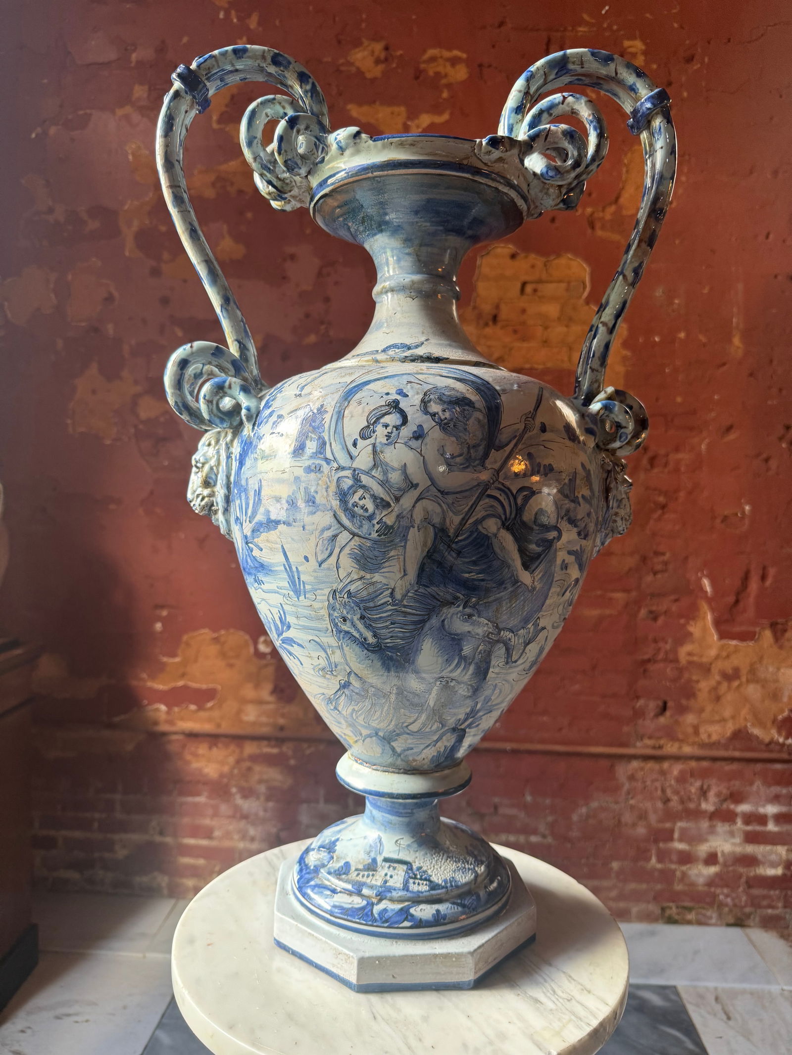 Large Antique Majolica Terracotta Vase (1 of 4)