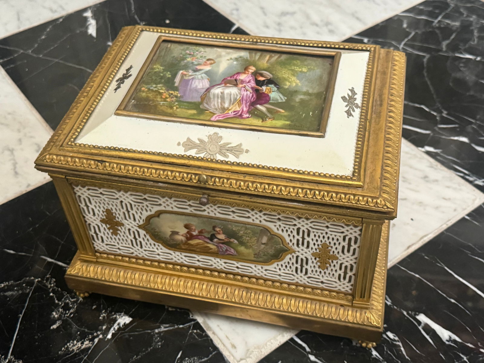 Fine Serves Porcelain Gilt Bronze Jewelry Box/ casket by Lucien-françois Penet (1 of 9)